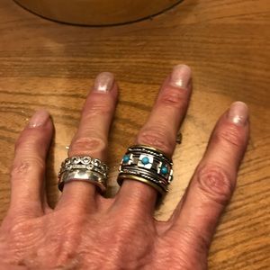 Turquoise, sterling silver spinner ring